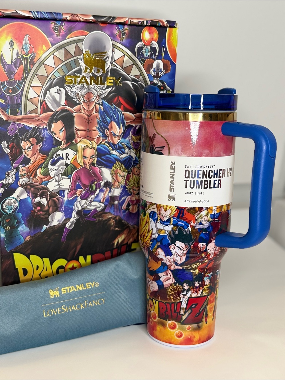 Stanley Dragon Ball Z Quencher Tumbler -  40 oz Pink, Blue, Gold. New!